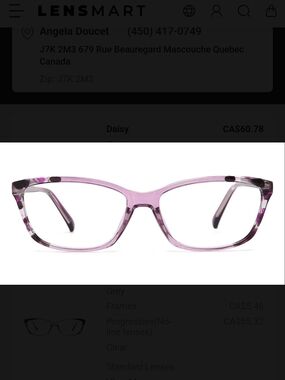 Daisy Translucent Light Pink and black Rectangular Women's Glasses Small